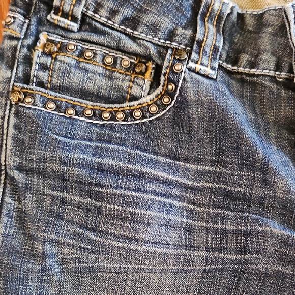 Rock & Roll Cowgirl Low Rise Bootcut Jeans - Heavily Studded 26 X 34 - Picture 11 of 11